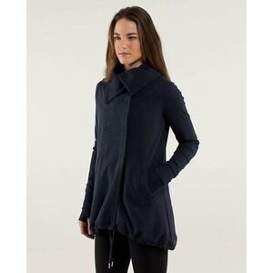 Lululemon Gratitude Wrap Heathered Inkwell Cardigan Shawl Collar Size 6